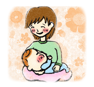 息子に母乳を飲ませるママ