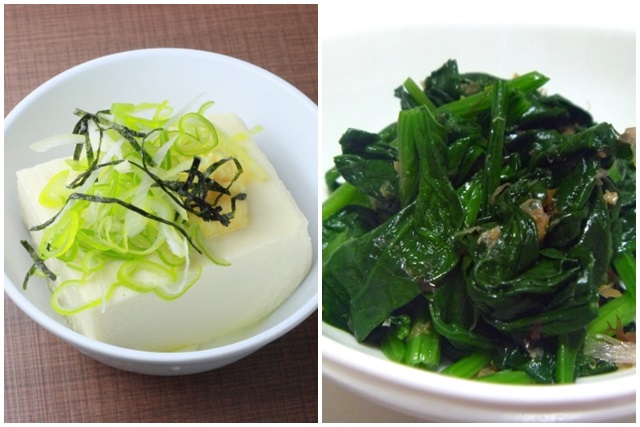 豆腐とほうれん草